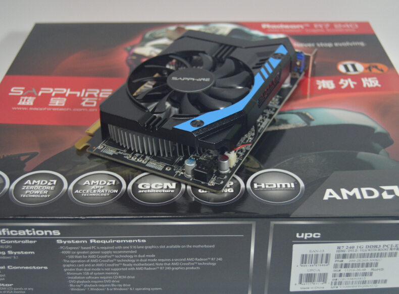 蓝宝石/sapphire r7 240海外ii代 1g d3显卡