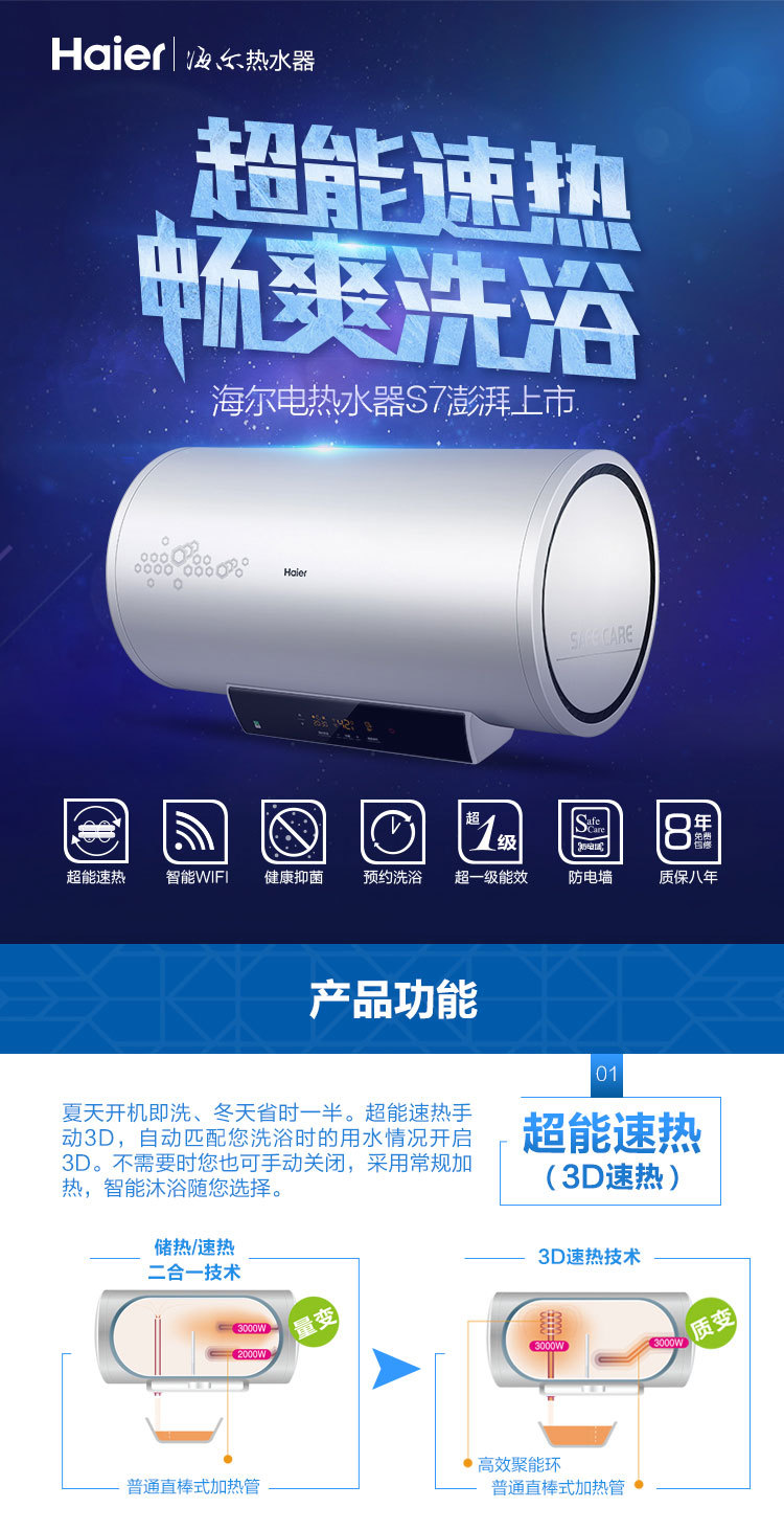 海尔\/Haier ES60H-S7(E)(U1) 60升\/储水式电热